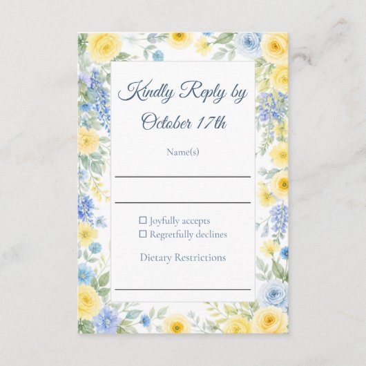 Yellow Blue Watercolor RSVP Card (正面)