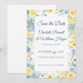 Yellow Blue Watercolor Save the Date セーブザデート (正面/裏面)