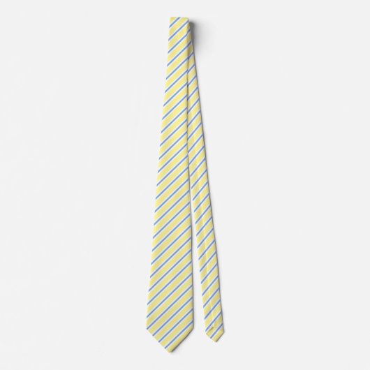 Yellow, Blue & White Diagonal Striped Neck Tie ネクタイ (正面)
