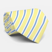 Yellow, Blue & White Diagonal Striped Neck Tie ネクタイ (ロール)