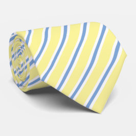 Yellow, Blue & White Diagonal Striped Neck Tie ネクタイ
