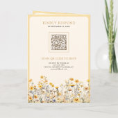 Yellow Boho Wildflower QR Code Wedding 招待状 (裏面)