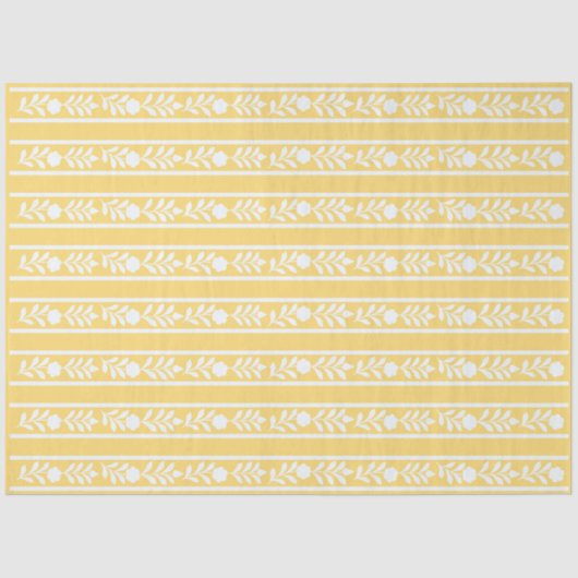 Yellow Bone Inlay Floral Border Decoupage Paper 薄葉紙 (正面)