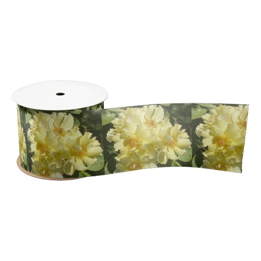 Yellow Botanical Flowers サテンリボン (リール)
