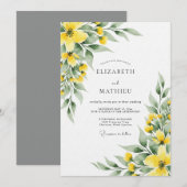 Yellow Botanical Meadow Wedding 招待状 (正面/裏面)