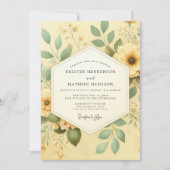 Yellow Botanical Romance Wedding 招待状 (正面)
