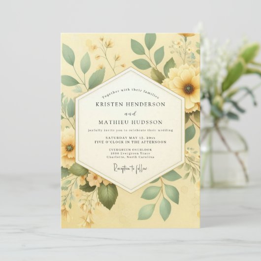 Yellow Botanical Romance Wedding 招待状 (スタンド正面)