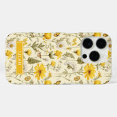 Yellow Botanical Watercolor Floral Name Case-Mate iPhoneケース (裏面 (横))