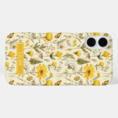 Yellow Botanical Watercolor Floral Name Case-Mate iPhoneケース (裏面 (横))