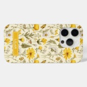 Yellow Botanical Watercolor Floral Name Case-Mate iPhoneケース (裏面 (横))