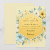 Yellow Botanical Whimsy Wedding 招待状 (正面/裏面)