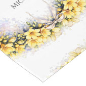 Yellow Botanical Wreath Wedding Decor Newlyweds ロングテーブルランナー (コーナー)