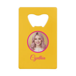 Yellow Bottle Opener Custom Text Bar Key Gift Tool クレジットカード栓抜き