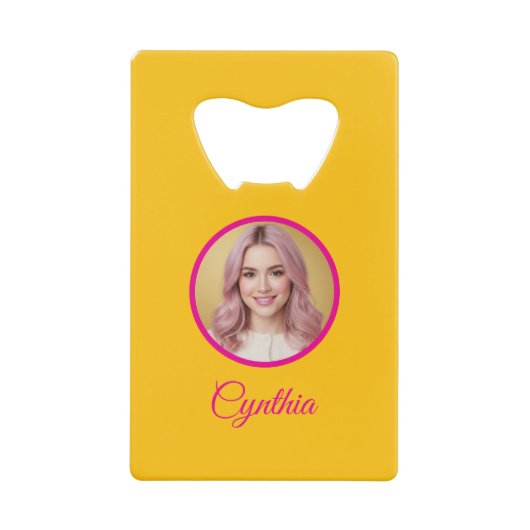 Yellow Bottle Opener Custom Text Bar Key Gift Tool クレジットカード栓抜き (正面)