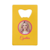 Yellow Bottle Opener Custom Text Bar Key Gift Tool クレジットカード栓抜き (裏面)