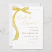 Yellow Bow Eighth Birthday Invitation 招待状 (正面)