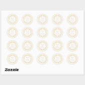 Yellow Bow Floral Stripes Birthday Sticker ラウンドシール (シート)
