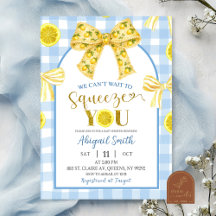 Yellow Bow Lemon Baby Shower Invitation
