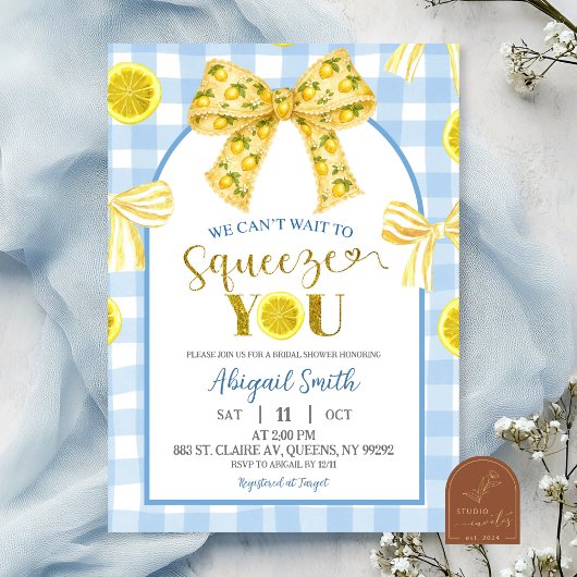 Yellow Bow Lemon Baby Shower Invitation 招待状