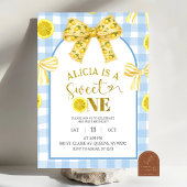 Yellow Bow Sweet 1 Lemon Blue and Yellow Birthday 招待状