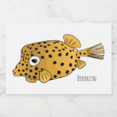 Yellow boxfish cartoon illustration フードラベル (シングルラベル)