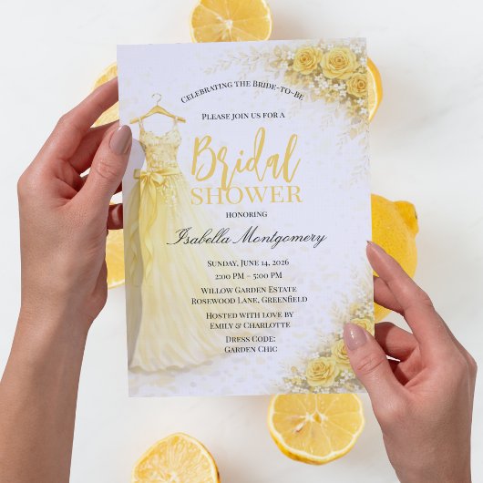 Yellow Bridesmaid Dress Bridal Shower 招待状