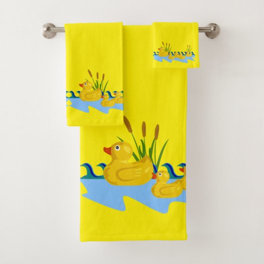 Yellow Bright Solid Ducks Bathroom Towel Sets バスタオルセット (インサイチュ)