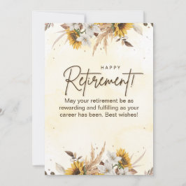 Yellow Brown Floral Retirement Card