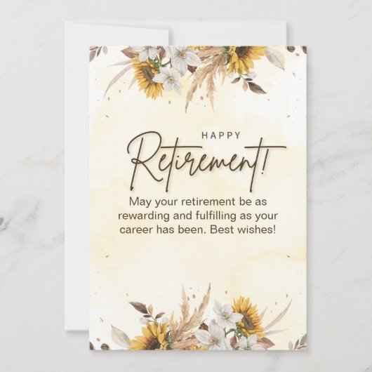 Yellow Brown Floral Retirement Card (正面)