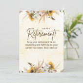Yellow Brown Floral Retirement Card (スタンド正面)