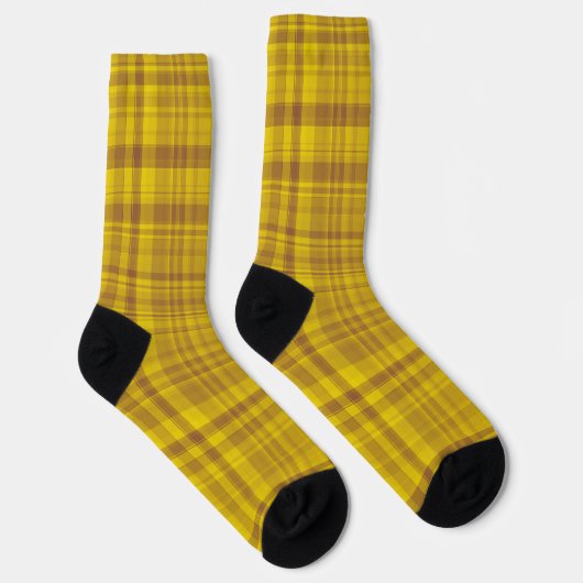 Yellow Brown Plaid Pattern ソックス (右)