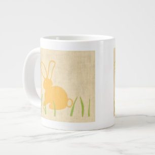 Yellow Bunny and Green Grass by Chariklia Zarris ジャンボコーヒーマグカップ