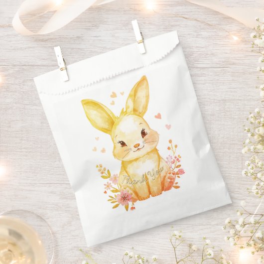 Yellow Bunny Party, Forest Animal Baby Shower フェイバーバッグ (クリップ留めされた状態)