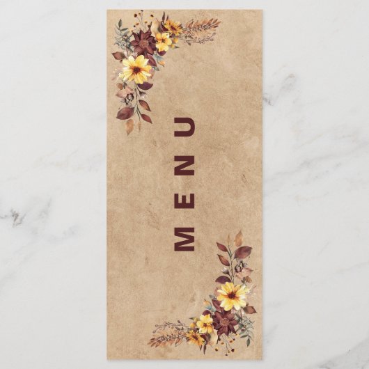 Yellow Burgundy Fall Wedding Reception Dinner Menu メニュー (裏面)