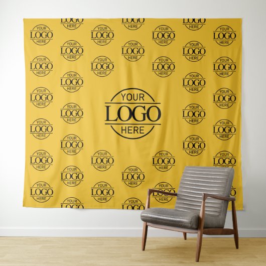 Yellow Business Logo Step & Repeat Backdrop Banner タペストリー (インサイチュ(横))