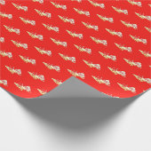 Yellow butterflies on red ラッピングペーパー (角)