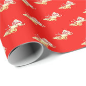 Yellow butterflies on red ラッピングペーパー (ロールコーナー)