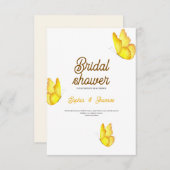 yellow butterfly bridal shower card invitation  サンキューカード (正面/裏面)