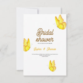 yellow butterfly bridal shower card invitation  サンキューカード