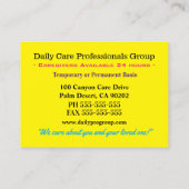 Yellow Butterfly Trustworthy Caregiver 名刺 (裏面)