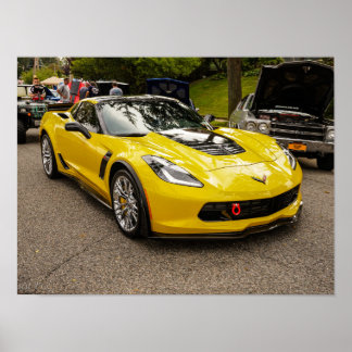 Yellow C7 z07 Package Chevrolet Corvette ポスター