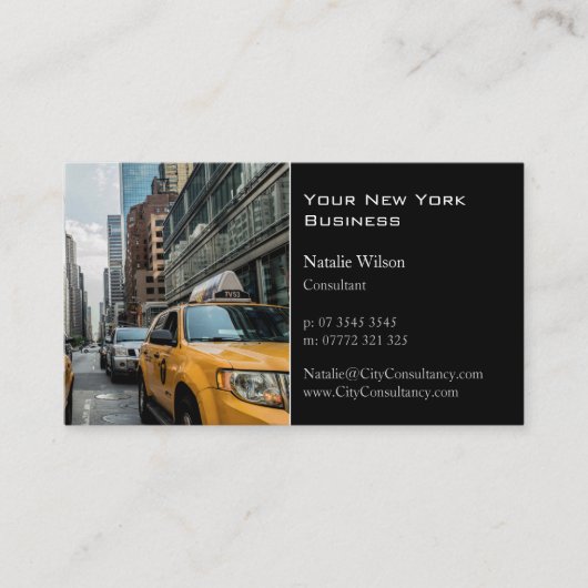 Yellow Cab / Taxi, New York Photo - Business Card 名刺 (正面)