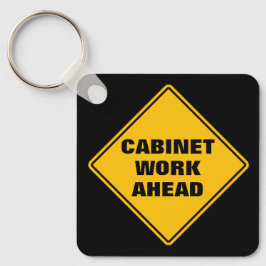 Yellow cabinet work ahead personalized road sign キーホルダー