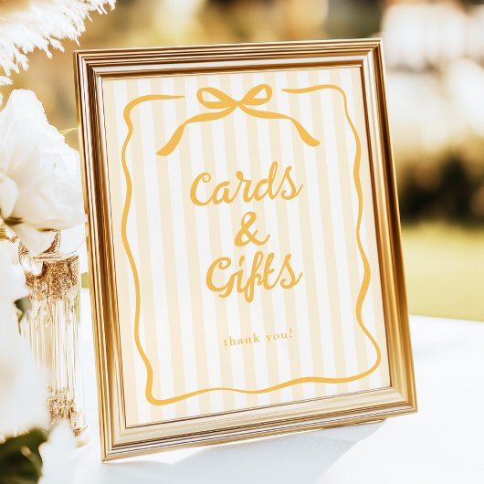 Yellow Cards & Gifts Table Sign ポスター