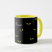 Yellow Cat Eyes on Black マグカップ (正面右)