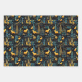 Yellow cats in the City Night Ai Art ラッピングペーパーシート (正面)