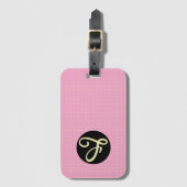 Yellow Cell Pink Plaid Pattern Modern Elegant ラゲッジタグ (正面縦)