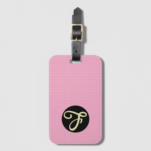 Yellow Cell Pink Plaid Pattern Modern Elegant ラゲッジタグ (正面縦)