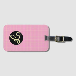 Yellow Cell Pink Plaid Pattern Modern Elegant ラゲッジタグ