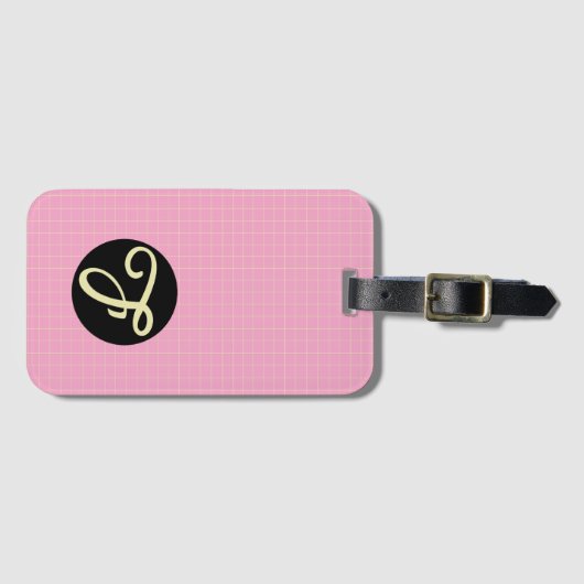 Yellow Cell Pink Plaid Pattern Modern Elegant ラゲッジタグ (正面横)